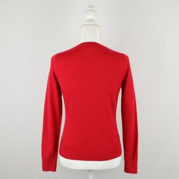 Banana Republic Women's Small Red Merino Wool Blend Embellished Cardigan - Picture 3 of 8